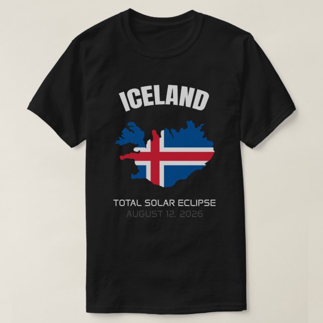 2026 Total Solaire Eclipse Islande Drapeau T-shirt (Design devant)
