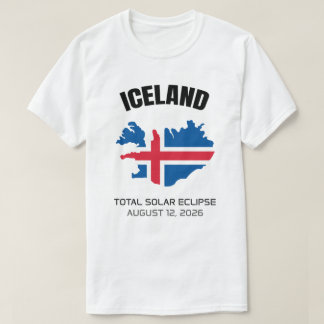 2026 Total Solaire Eclipse Islande Drapeau T-shirt