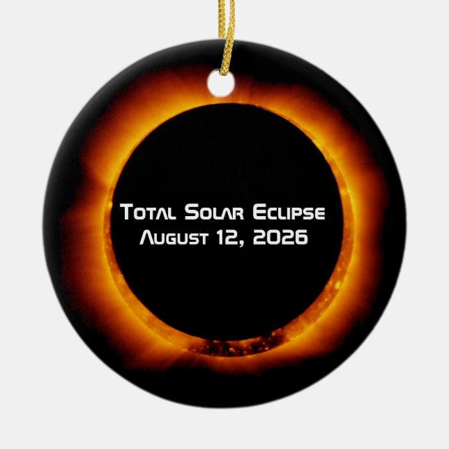 2026 Total Solar Eclipse Ceramic Ornament (Front)