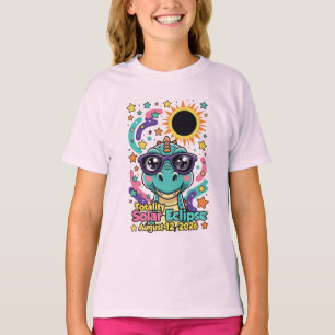 2026 Total Solar Eclipse Dinosaur Kids Tee Shirt