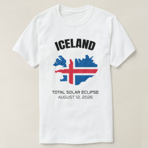 2026 Total Solar Eclipse Iceland Flag T-Shirt