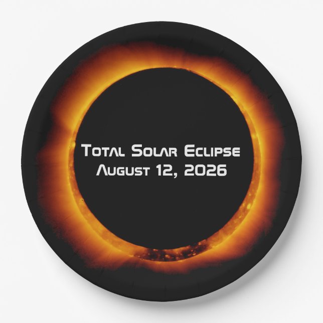 2026 Total Solar Eclipse Paper Plate (Front)