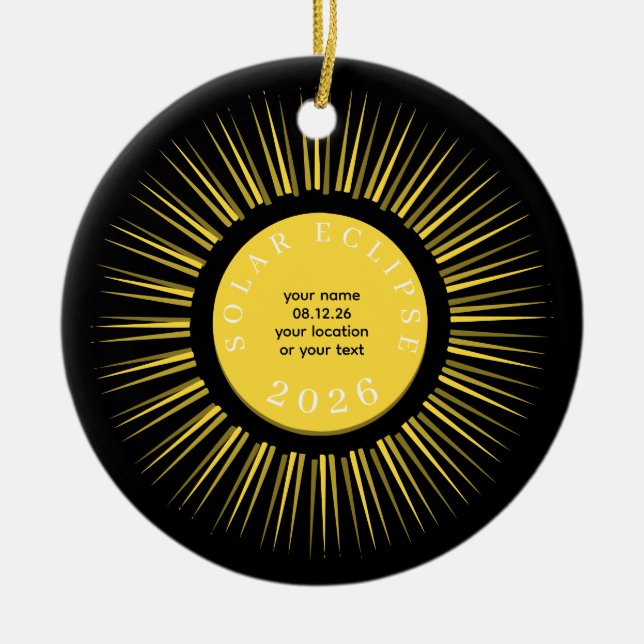 2026 Total solar eclipse your text personalized Ceramic Ornament (Front)