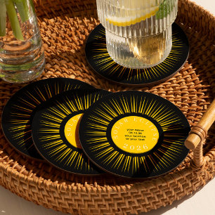 2026 Total solar eclipse your text personalized Round Paper Coaster