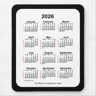 2026 Two Tone Black 52 Week Calendar by Janz Mouse Pad