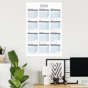 2026 Vertical Year Calendar Poster