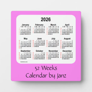 2026 Violet 52 Weeks Calendar by Janz Plaque
