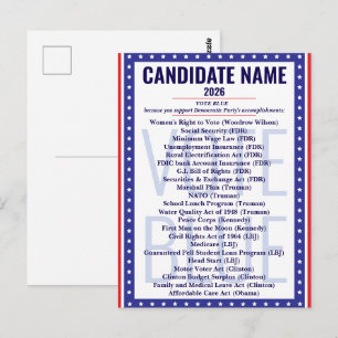 2026 Vote Blue Democratic Accomplishments List Postcard