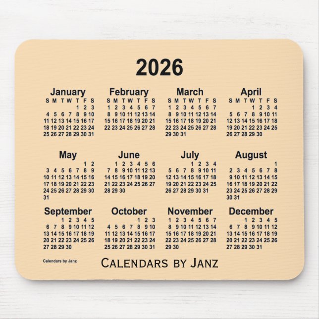 2026 Wheat Calendar by Janz Mouse Pad (Front)