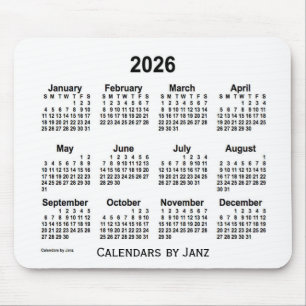 2026 White Calendar by Janz Mouse Pad