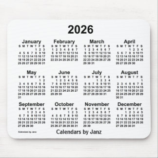 2026 White Calendar by Janz Mouse Pad