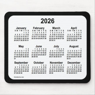 2026 White on Black Calendar by Janz Two Tone Mouse Pad