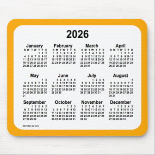 2026 White on Orange Calendar by Janz Two Tone Mouse Pad