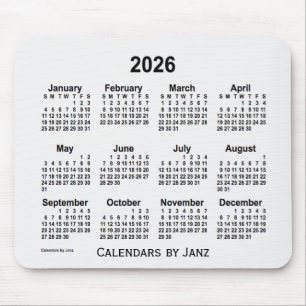 2026 White Smoke Calendar by Janz Mouse Pad