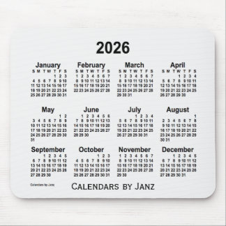 2026 White Smoke Calendar by Janz Mouse Pad