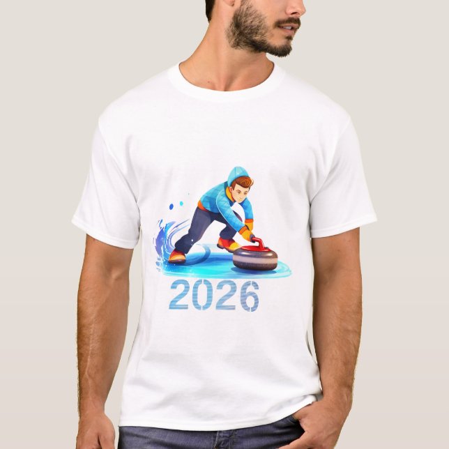 2026 Winter Curling Sport Illustration T-Shirt |  (Devant)
