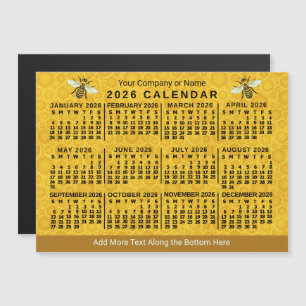 2026 Year Calendar Bee Honeycomb Apiary Custom Magnetic Invitation