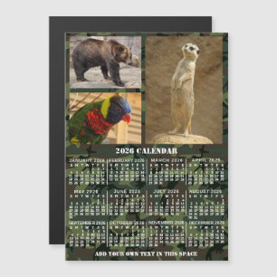 2026 Year Calendar Camouflage Add 3 Custom Photos Magnetic Invitation