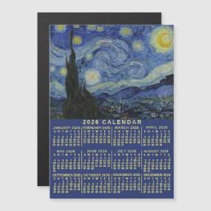 2026 Year Calendar Starry Night or Custom Photo Magnetic Invitation