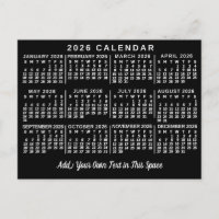 2026 Year Monthly Calendar Classic Black and White