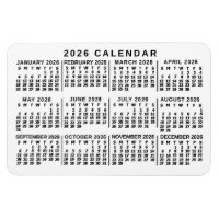 2026 Year Monthly Calendar Classic White and Black