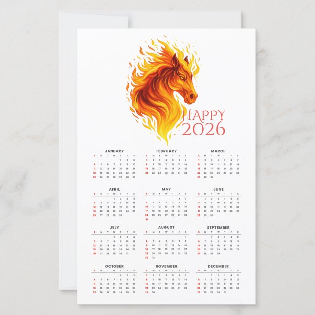 2026 Year of the Fire Horse Calendar (Front)