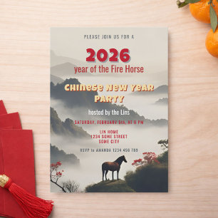 2026 Year of the Fire Horse Chinese New Year Party Invitation