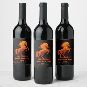 2026 Year of the Fire Horse Chinese Zodiac Wine Label