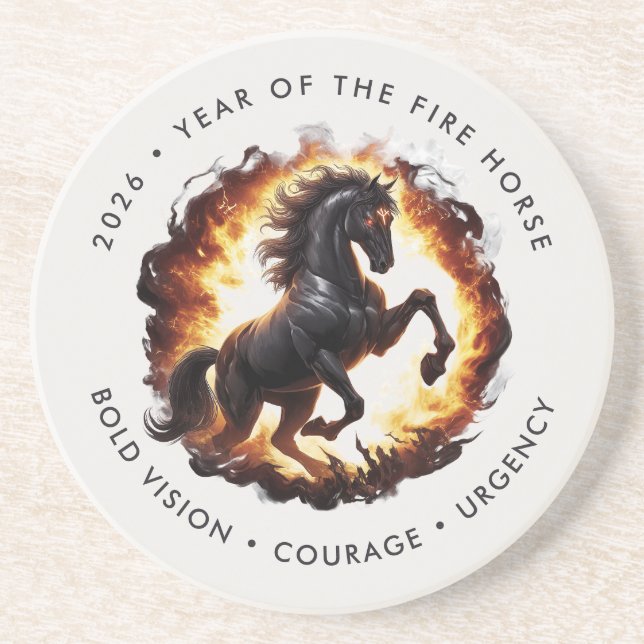2026 Year of the Fire Horse Motivational Coaster (Front)