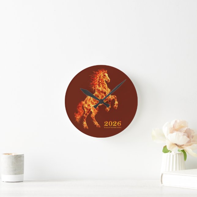2026 Year of the Fire Horse Round Clock (Home)