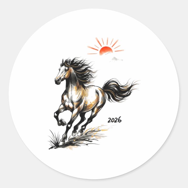 2026 Year Of The Horse Chinese Lunar Zodiac Shirt  Classic Round Sticker (Front)