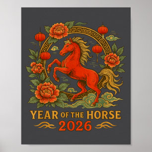 2026 Year Of The Horse Chinese Zodiac Chinese New Poster