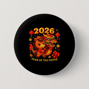 2026 Year Of The Horse Cute Lunar Newyear Art  2 Inch Round Button
