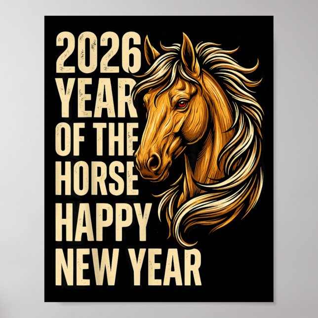 2026 Year Of The Horse Happy Chinese New Year Fire Poster (Front)