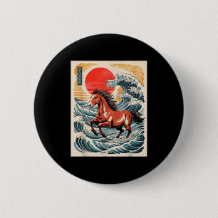 2026 Year Of The Horse Japanese Wave Art Lunar New 2 Inch Round Button