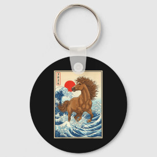 2026 Year Of The Horse Japanese Wave Art Lunar New Keychain