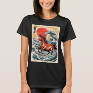 2026 Year Of The Horse Japanese Wave Art Lunar New T-Shirt