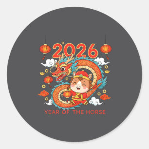 2026 Year Of The Horse Lunar New Year Chinese  Classic Round Sticker