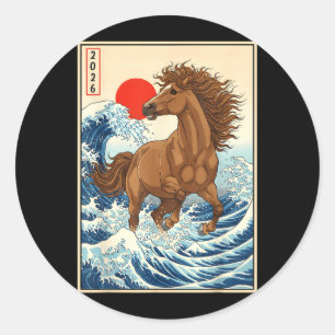 2026 Year of The Horse Lunar New Year Kawaii Classic Round Sticker