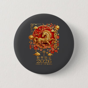 2026 Year Of The Horse Red Chinese New Year Lunar  2 Inch Round Button