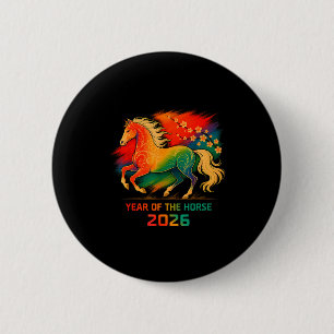 2026 Year Of The Horse Vibrant Zodiac Blossom Art  2 Inch Round Button
