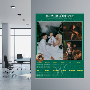 2026 Yearly Calendar 4 Photo Collage Personalized Poster