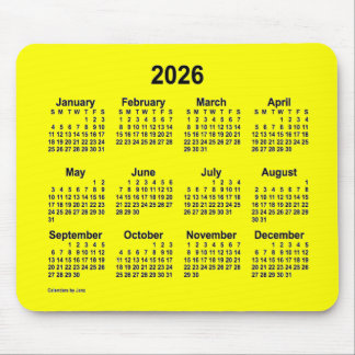 2026 Yellow Calendar by Janz Mouse Pad