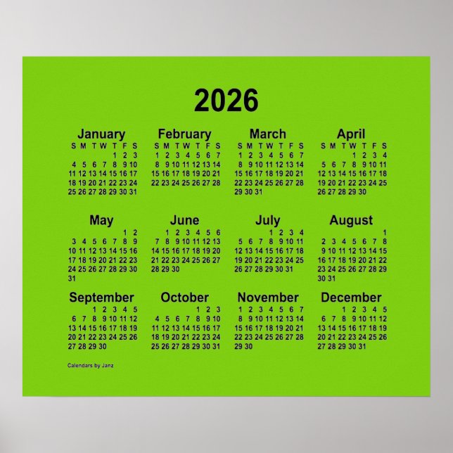 2026 Yellow Green Calendar by Janz Print (Front)