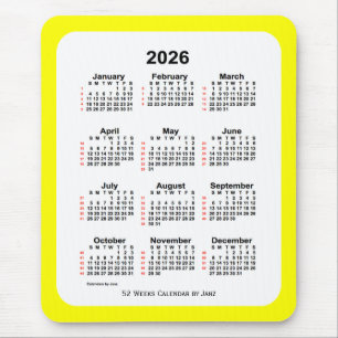2026 Yellow Two Tone 52 Week Calendar by Janz Mouse Pad