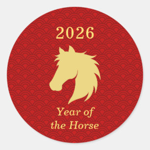 2026 Zodiac Chinese New year of the Horse Classic Round Sticker