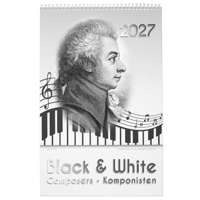 2027, 12 Composers Portraits in "Black & White" Calendar (Cover)