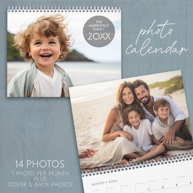 2027 -- 14 Photo Template Full Coverage Calendar (Custom Photo Calendar - Add 14 Photos for a memorable gift)