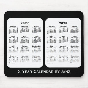 2027-2028 Black and White 2 Year Calendar by Janz Mouse Pad