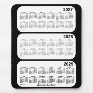 2027-2029 Black and White 3 Year Calendar by Janz Mouse Pad